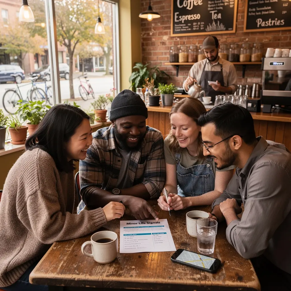 Панорама города с историческими зданиями и уютными кафе для отдыха.