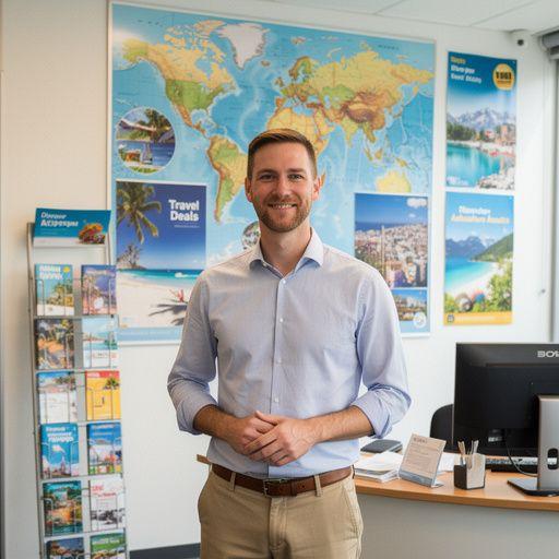 Группа туристов, изучающих карту маршрута в городском парке.